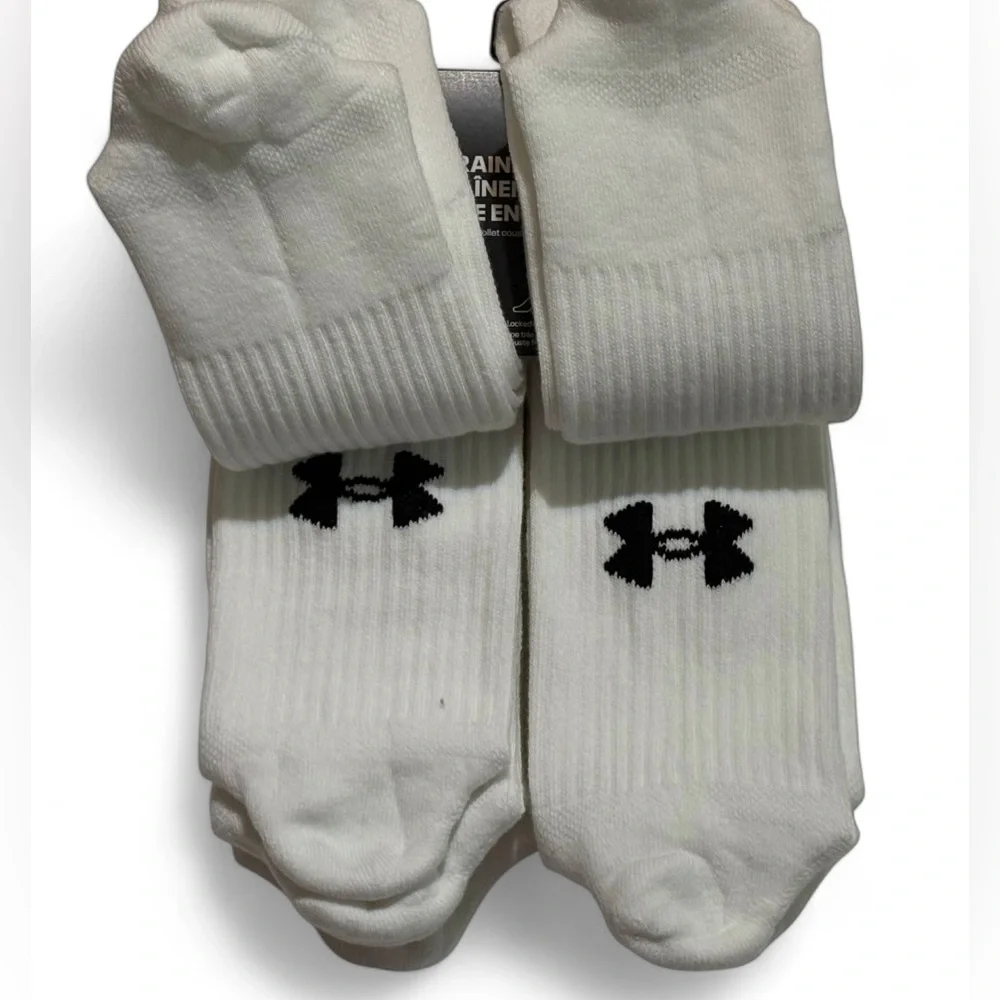 Under Armour UA Training Cotton Cushioned white crew socks 6 pack